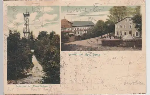 (111330) AK Grüna i.Sa., Restaurant Bad Grüna, Aussichtsturm Todenstein 1904