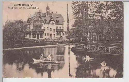 (110874) AK Lichtenstein i.Sa., Stadtpark m. Parkschlösschen, 1920