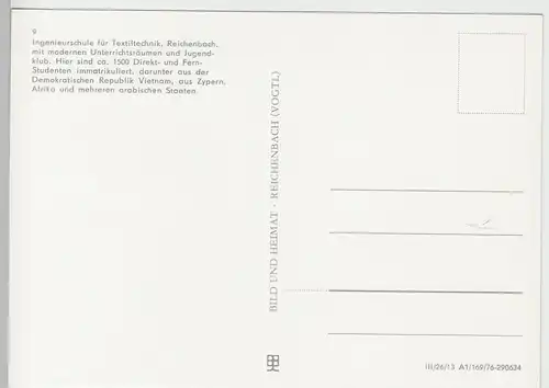 (110767) AK Reichenbach i.V., Ingenieurschule f. Textiltechnik 1976