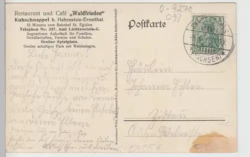 (110490) AK Kuhschnappel, Restaurant Waldfrieden, Mehrbildkarte 1912