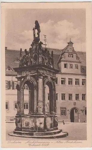 (110436) AK Oschatz, Marktbrunnen u. altes Amtshaus, vor 1945