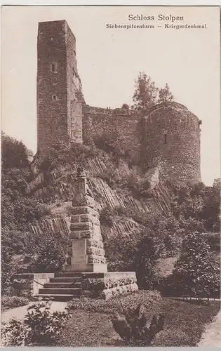 (110417) AK Stolpen, Schloss m. Siebenspitzenturm u. Kriegerdenkmal 1922