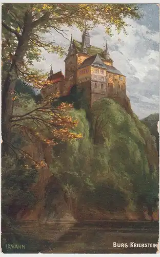 (110324) Künstler AK Irmann: Burg Kriebstein 1934