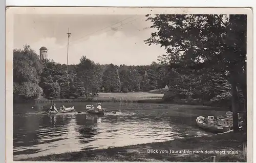 (109635) Foto AK Burgstädt, Sachsen, Ruderboote, Wettinhain, Blick vom Taurastei