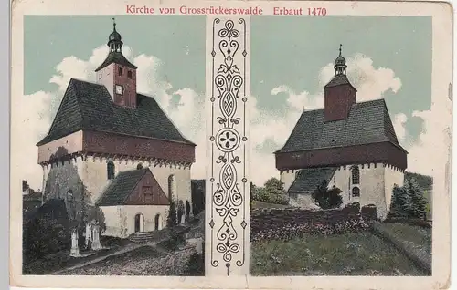(109557) AK Großrückerswalde, Erzgebirge, Kirche, vor 1945