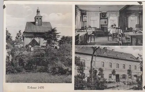 (109545) AK Großrückerswalde, Erzgebirge, Gasthaus, Kirche, vor 1945