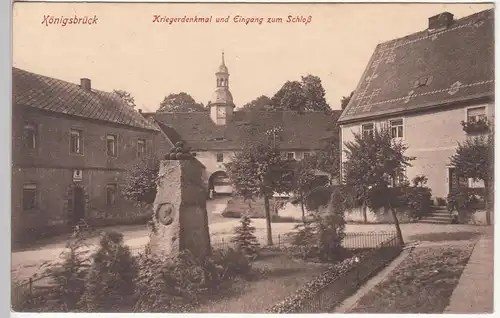 (109542) AK Königsbrück, Sachsen, Kriegerdenkmal, Eingang Schloss 1916
