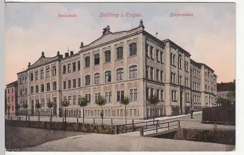 (109517) AK Stollberg, Erzgebirge, Realschule, Bürgerschule, vor 1945