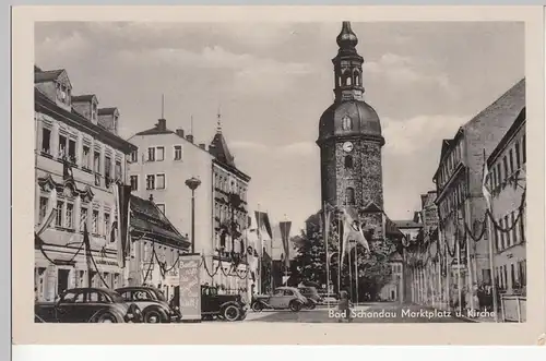 (109486) AK Bad Schandau, Markt, St. Johannis Kirche 1955