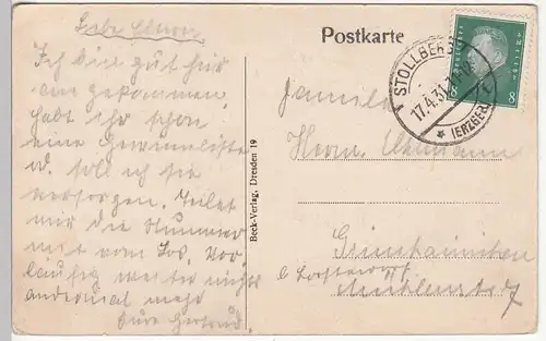 (109449) AK Stollberg, Erzgebirge, Markt, Amtsgericht, Rathaus, Litfaßsäule 1931