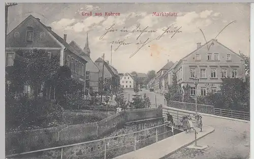 (108862) AK Gruß aus Kohren, Marktplatz, Kinder an Brücke 1911