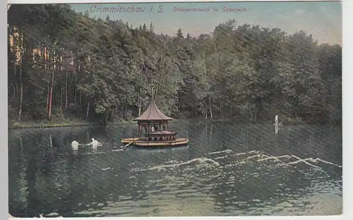 (108705) AK Crimmitschau, Sachsen, Schwanenteich, Sahnpark, Feldpost 1915