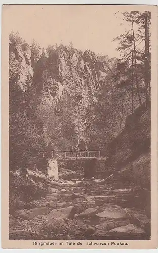 (108461) AK Ringmauer im Tal der Schwarzen Pockau, Brücke, vor 1945