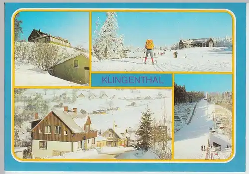 (108446) AK Klingenthal, Mehrbildkarte, Wintermotive 1989