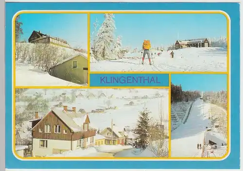 (108445) AK Klingenthal, Mehrbildkarte, Wintermotive 1989