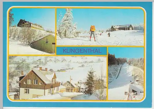 (108444) AK Klingenthal, Mehrbildkarte, Wintermotive 1989