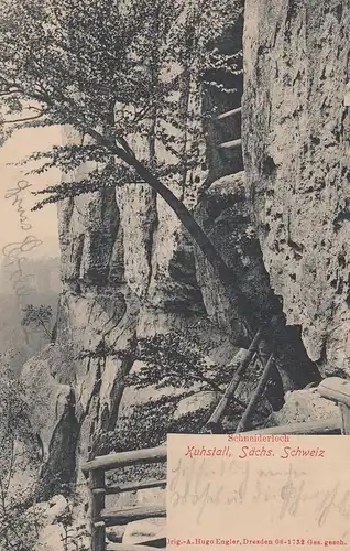 (108178) AK Sächsische Schweiz, Schneiderloch am Kuhstall, um 1910