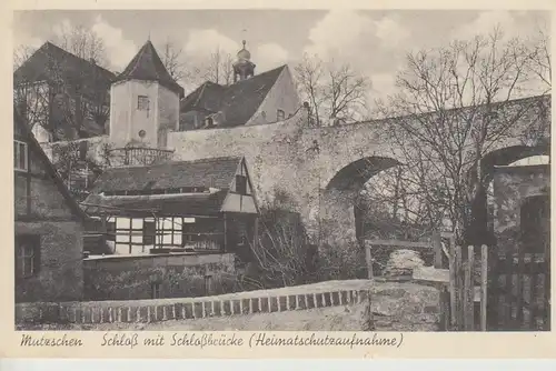 (107995) AK Schloss Mutzschen, Schlossbrücke, Feldpost, Sonderstempel 1943