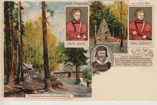 (107986) AK Waschleithe, Köhlerhütte Fürstenbrunn, Denkmal, Prinzenraub, Bahnpos