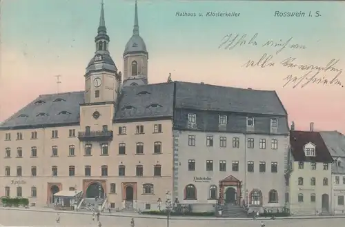 (107966) AK Roßwein, Sachsen, Rathaus, Klosterkeller, Ratskeller, Ortskrankenkas