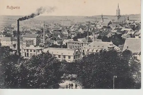 (107965) AK Roßwein, Sachsen, Stadtansicht, Fabriken 1919