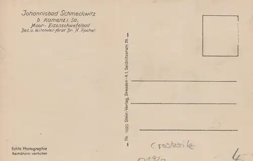 (107952) Foto AK Johannisbad Schmeckwitz, Räckelwitz, vor 1945