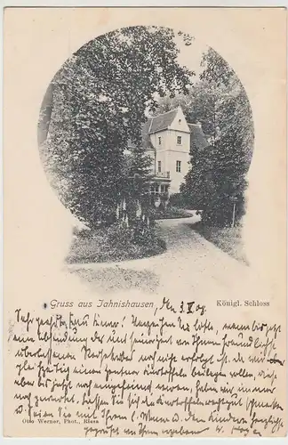 (107091) AK Gruß aus Jahnishausen, Riesa, Schloss 1908
