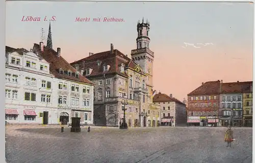 (106877) AK Löbau, Sachsen, Markt, Rathaus, Restaurant Goldenes Schiff, Feldpost