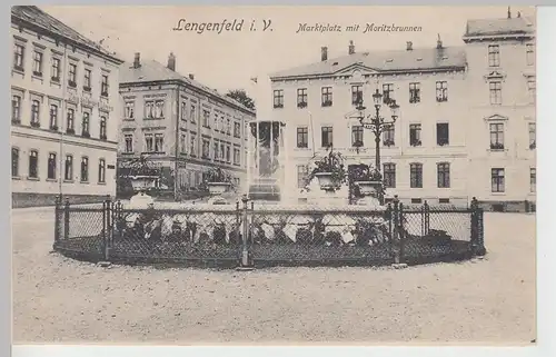 (106872) AK Lengenfeld, Vogtland, Marktplatz, Moritzbrunnen 1908