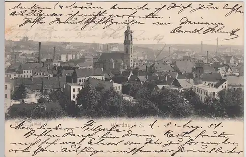 (106844) AK Werdau, Sachsen, Ort mit Marienkirche 1904