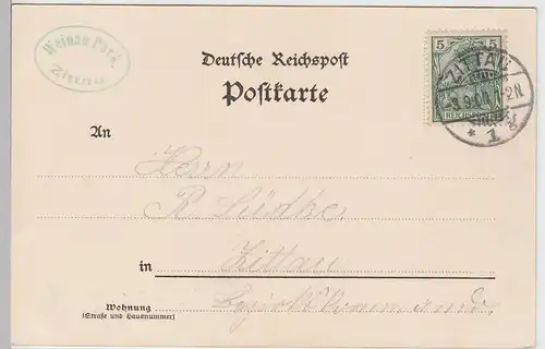 (106832) AK Gruß aus Zittau, Weinaupark, Restaurant, Teich 1900