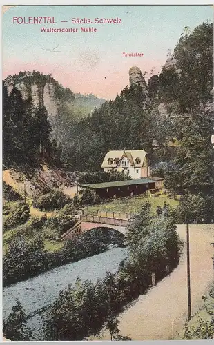 (106781) AK Sächsische Schweiz, Polenztal, Waltersdorfer Mühle, 1910er