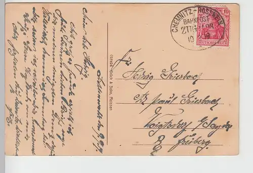 (106609) AK Schloss Lichtenwalde im Zschopautal, Bahnpost 1919