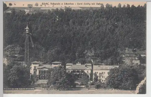 (106602) AK Sächsische Schweiz, Schandau, Hotel Sendig mit Aufzug, 1920