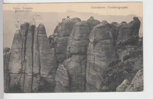 (106597) AK Sächsische Schweiz, Schrammsteine u. Ostertürme, 1913