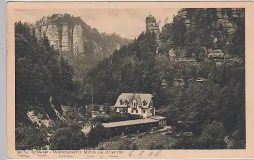 (106595) AK Sächsische Schweiz, Waltersdorfer Mühle im Polenztal, 1918