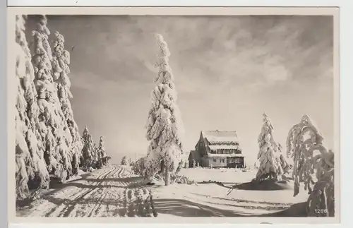 (106579) Foto AK Obergeorgenfeld Zinnwald, Berghotel Lugstein-Baude im Winter 19