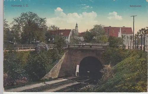 (105328) AK Kamenz i.Sa., Bahntunnel 1916