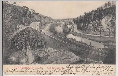 (105267) AK Kunnersdorf a.d. Eigen, Ansicht mit Bahnhof, 1908