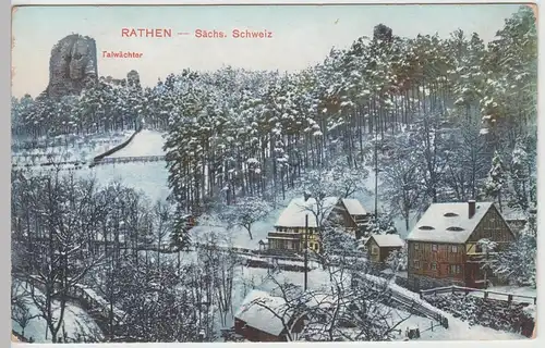 (105209) AK Sächsische Schweiz, Rathen, Ortsansicht mit Talwächter 1934