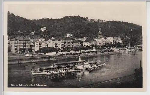 (105204) Foto AK Bad Schandau, Raddampfer Leipzig, Bahrs Hotel, vor 1945