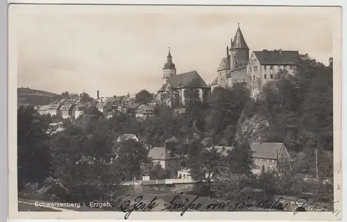 (105184) Foto AK Schwarzenberg, Erzgebirge, St. Georgen Kirche, Schloss 1931