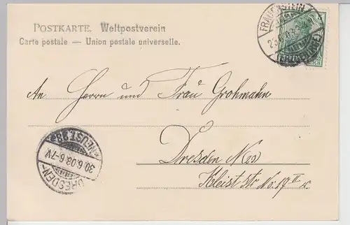 (105171) AK Frauenstein, Erzgebirge, Ortsansicht mit Burgruine, Schloss 1903