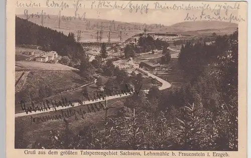 (105170) AK Talsperre Lehnmühle bei Frauenstein im Bau, Erzgebirge, 1929