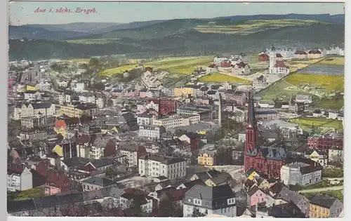 (105167) AK Aue, Sachsen, Panorama mit St. Nicolai 1927