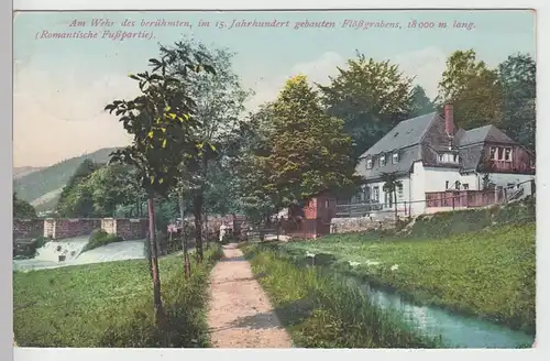 (105166) AK Bockau, Erzgebirge, Rechenhaus, Wehr, Floßgraben 1926