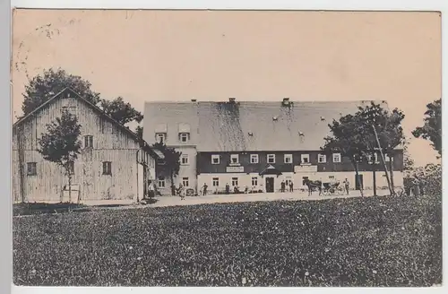 (105157) AK Gasthof Zollhaus Hermsdorf, Erzgebirge, Kutsche, Einspänner 1927