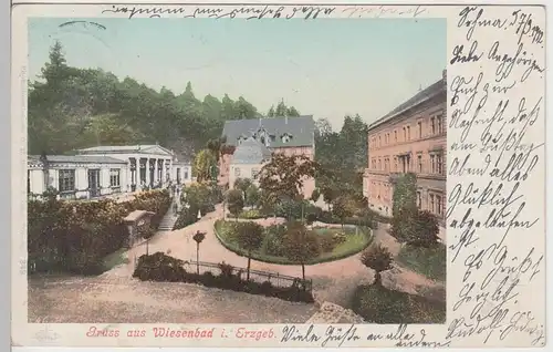 (104684) AK Gruss aus Wiesenbad i. Erzg., Kurhaus vor 1905, gel. 1912