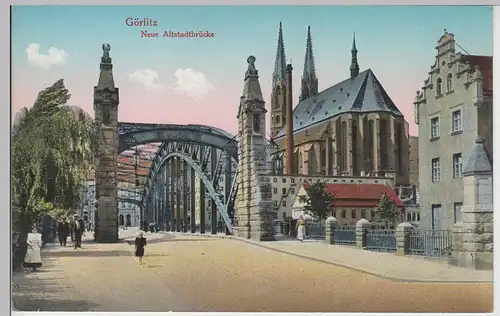 (104488) AK Görlitz, neue Altstadtbrücke, 1910/20er