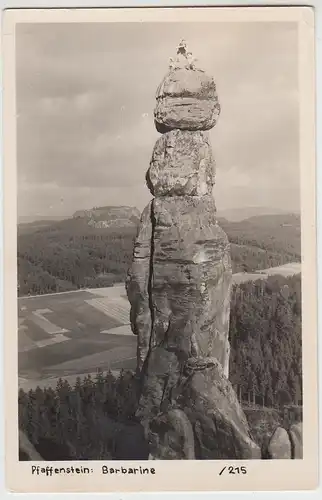 (103771) Foto AK Sächs. Schweiz, Pfaffenstein, Barbarine, um 1957